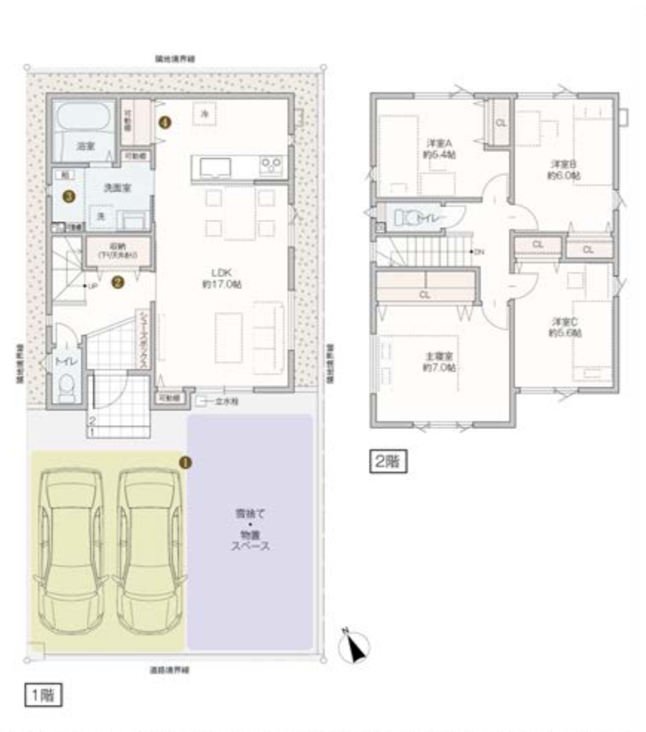 【環状通東駅 徒歩8〜9分】４LDK　4,490万円（３号地）